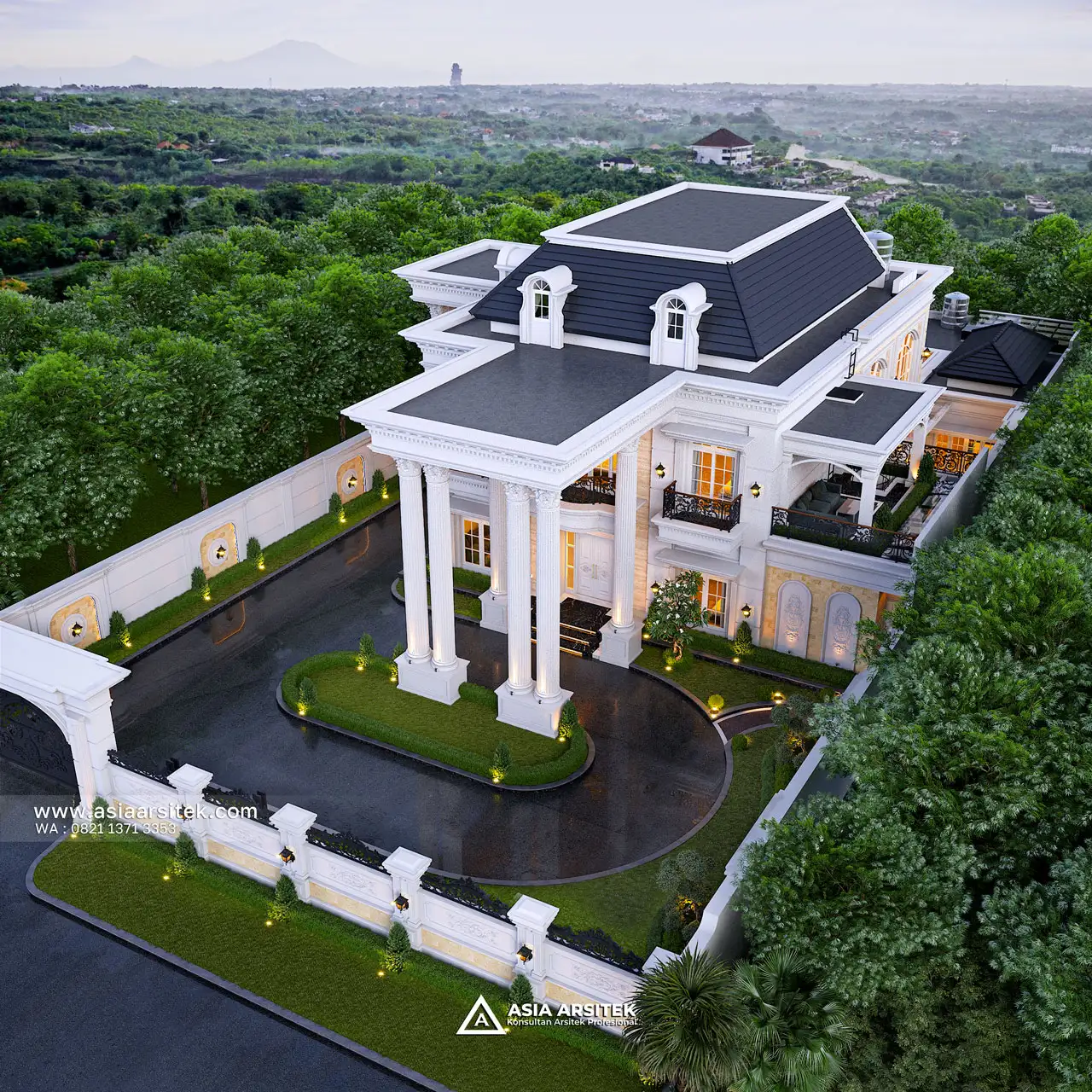 View Aerial Tampak Atas Keseluruhan Rumah Klasik 2 Lantai Jambi