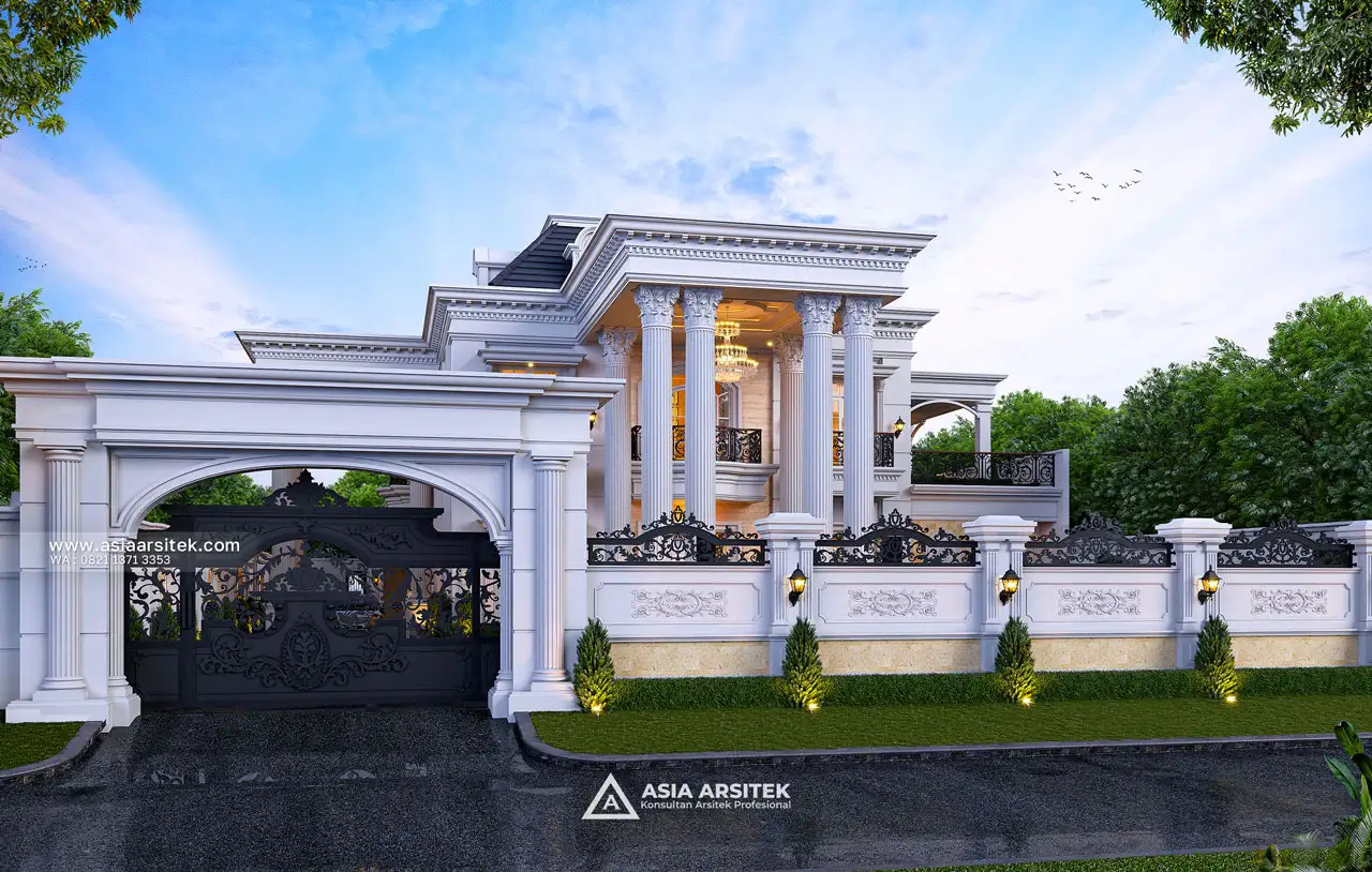 Gerbang dan Pagar Depan Rumah Klasik Mewah 2 Lantai Jambi