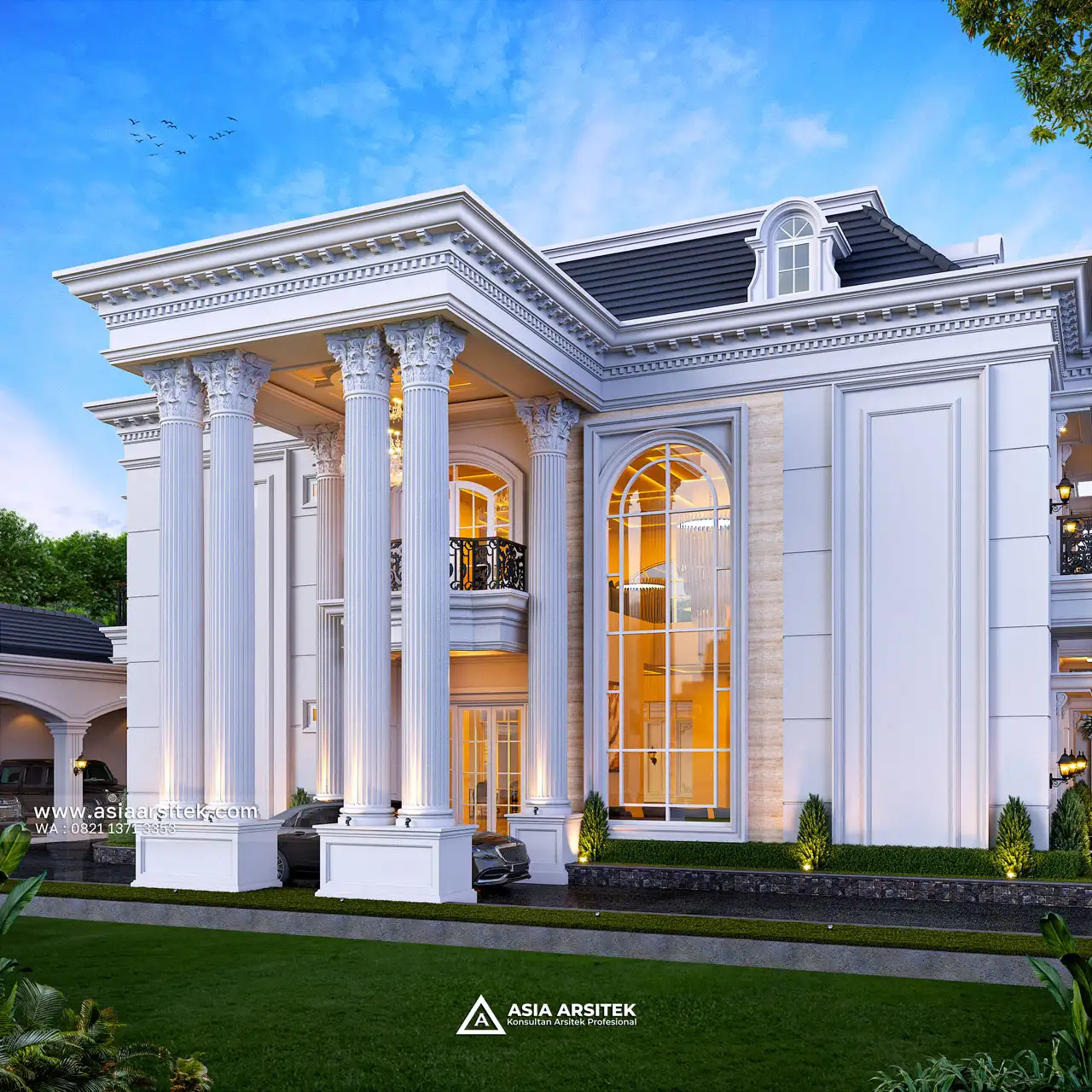 Detail Ornamen Profil Dinding Eksterior Rumah Klasik Mewah Jambi