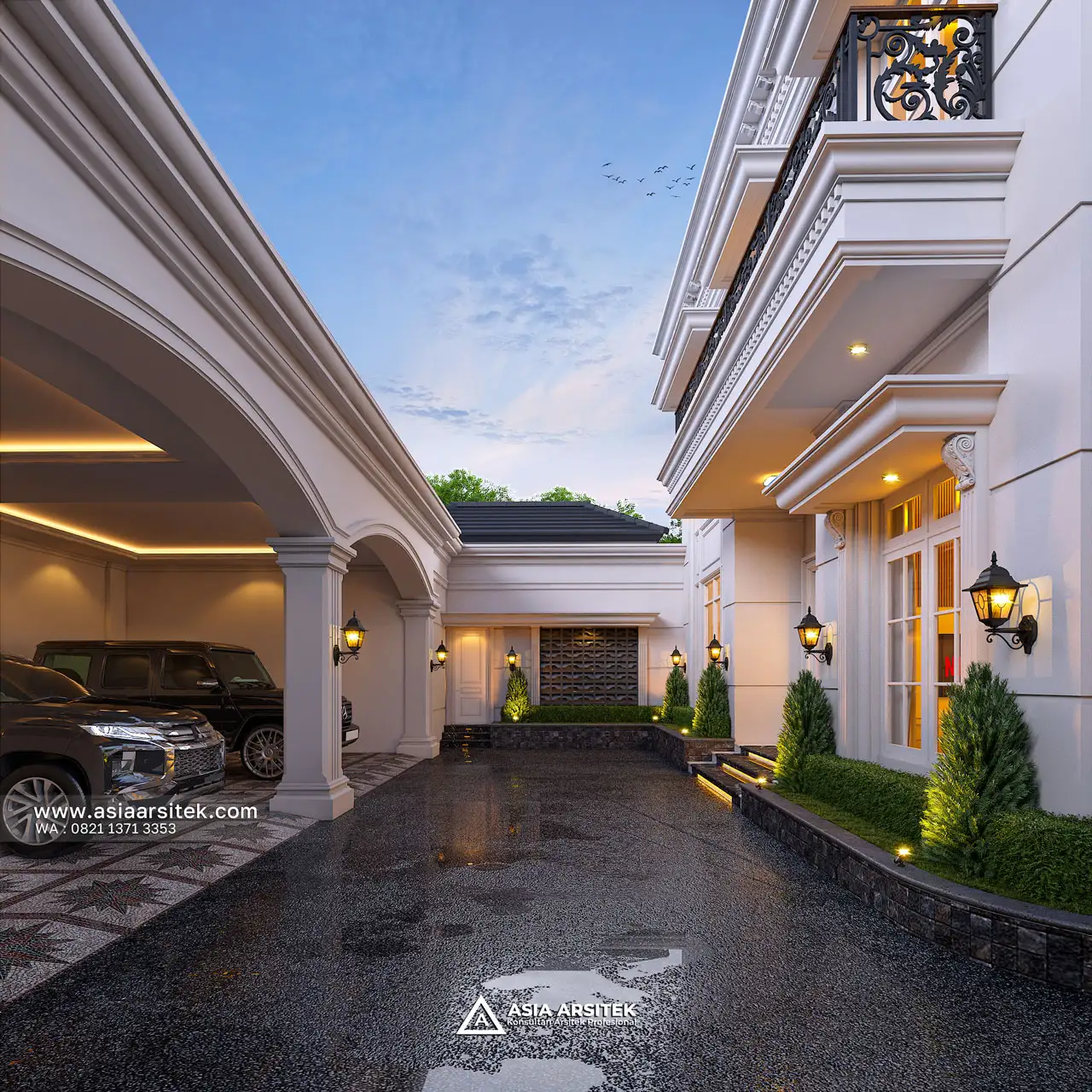 Garasi 4 Mobil Carport Rumah Klasik Mewah Jambi