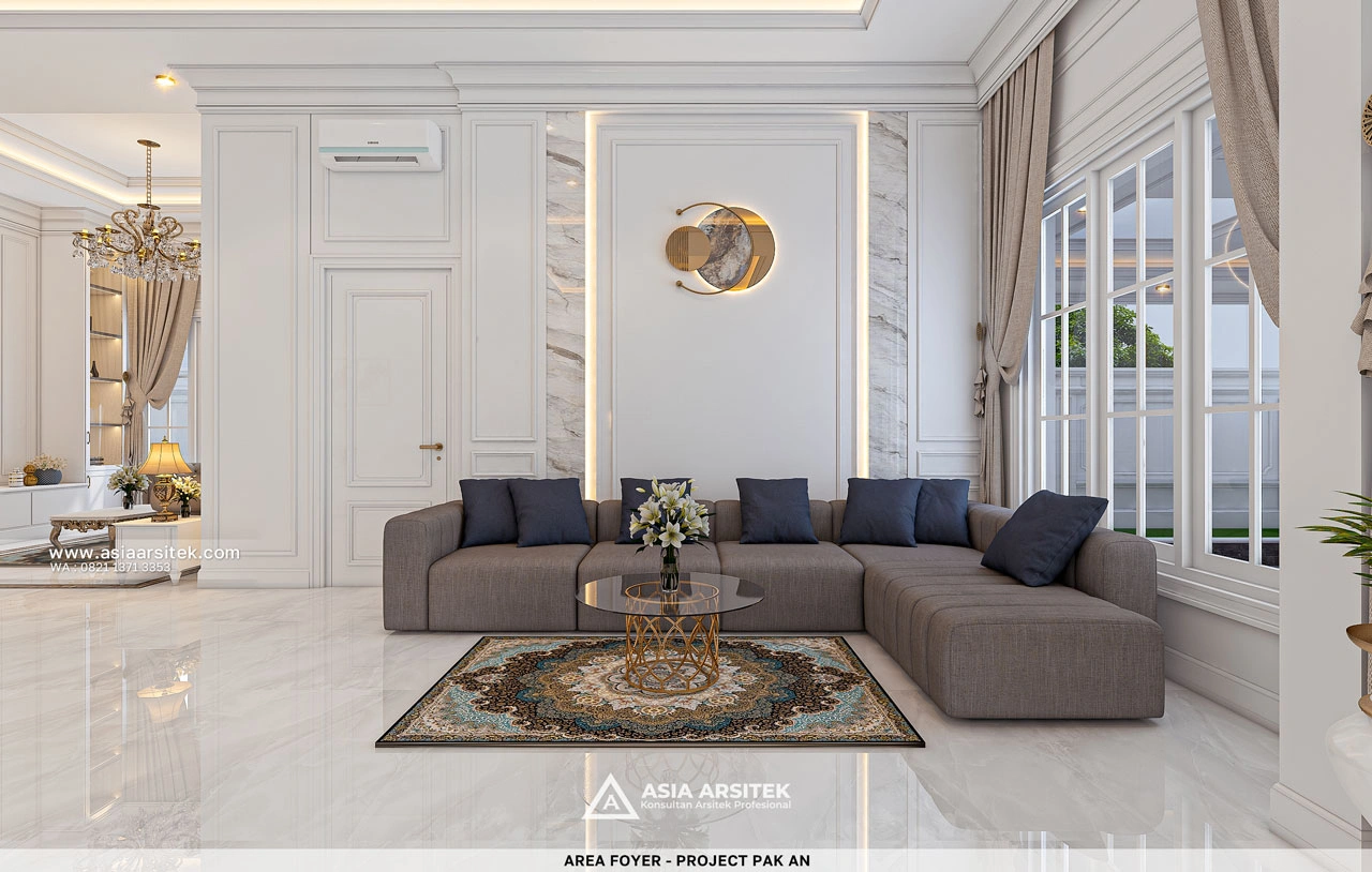 Desain Area Foyer Rumah Klasik 1 Lantai Bapak AN di Ogan Ilir Sumatera Selatan