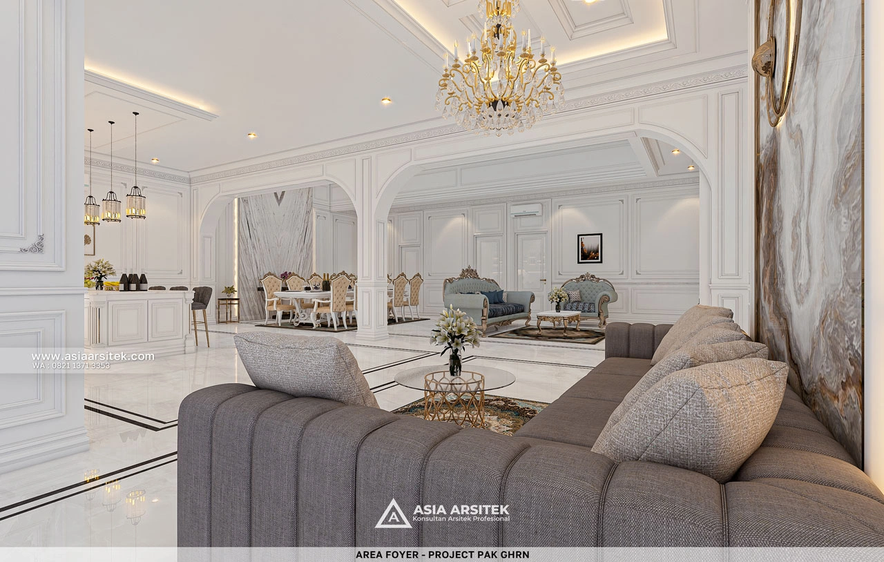 Desain Area Foyer Rumah Klasik 2 Lantai Bapak GHRN di Tambun Bekasi