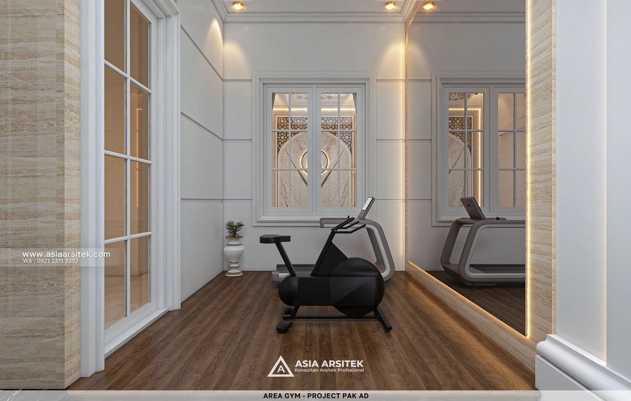 Desain Area GYM Rumah Klasik 2 Lantai Bapak AD di Kebon Jeruk Jakarta Barat