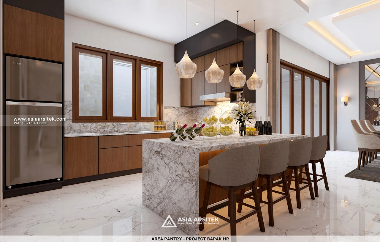 Desain Area Pantry Rumah Tropis 1 Lantai Bapak HR Duren Sawit Jakarta Timur