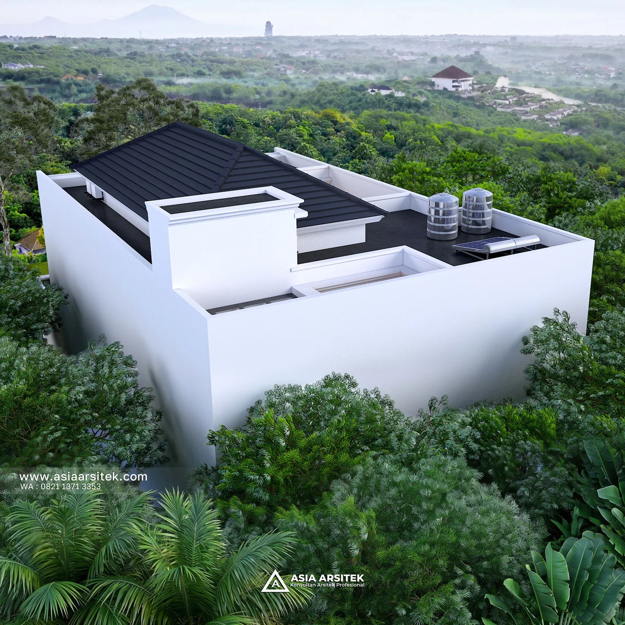 Desain Atas Belakang Rumah Klasik 2 Lantai Bapak AD di Kebon Jeruk Jakarta Barat