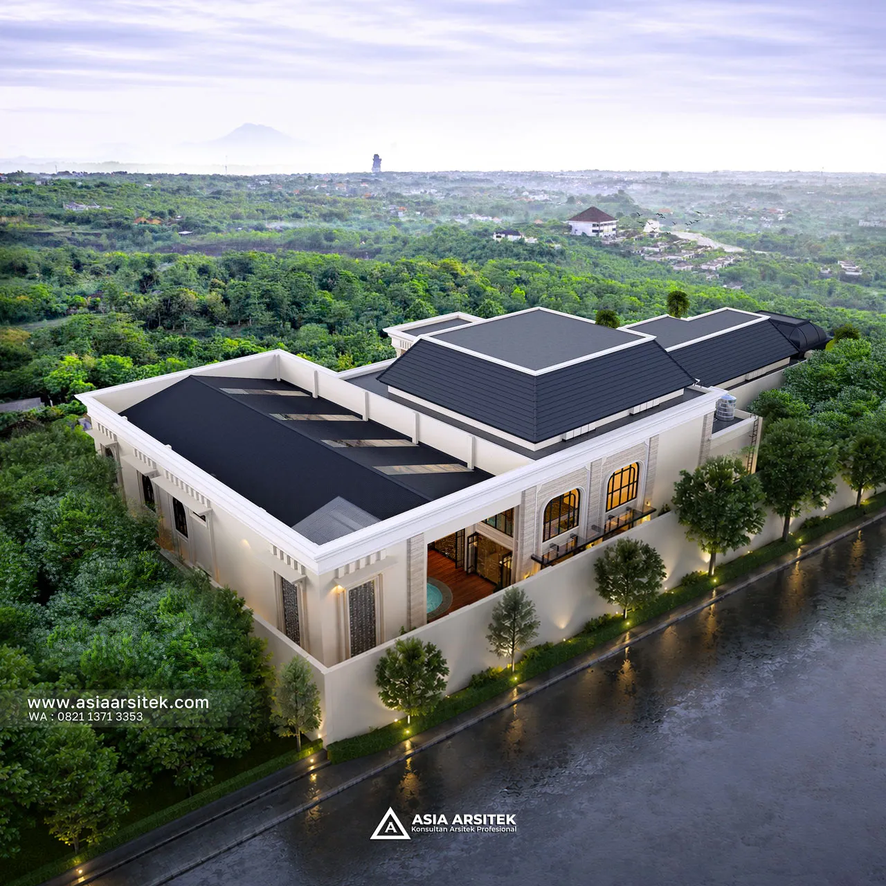 Desain Atas Mewah Rumah Klasik 1 Lantai Bapak JHN di Serang Banten