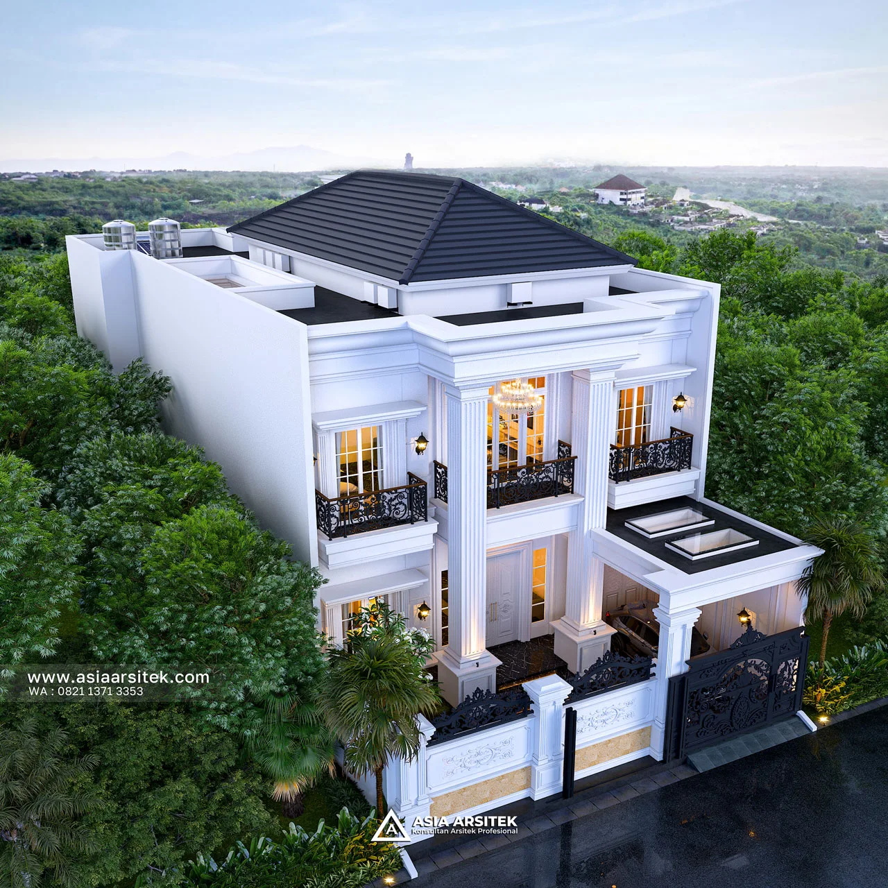 Desain Atas Rumah Klasik 2 Lantai Bapak AD di Kebon Jeruk Jakarta Barat