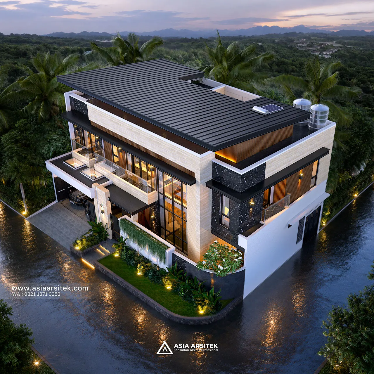 Desain Atas Rumah Minimalis 2 Lantai Ibu DV di Duren Sawit Jakarta Timur
