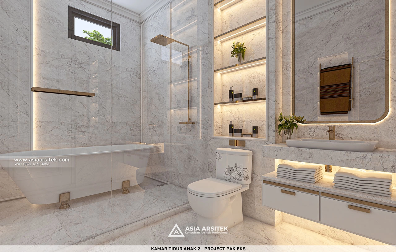 Desain Bathtub Kamar Tidur Anak 2 Rumah Klasik 3 Lantai Bapak EKS di Kelapa Dua Tangerang