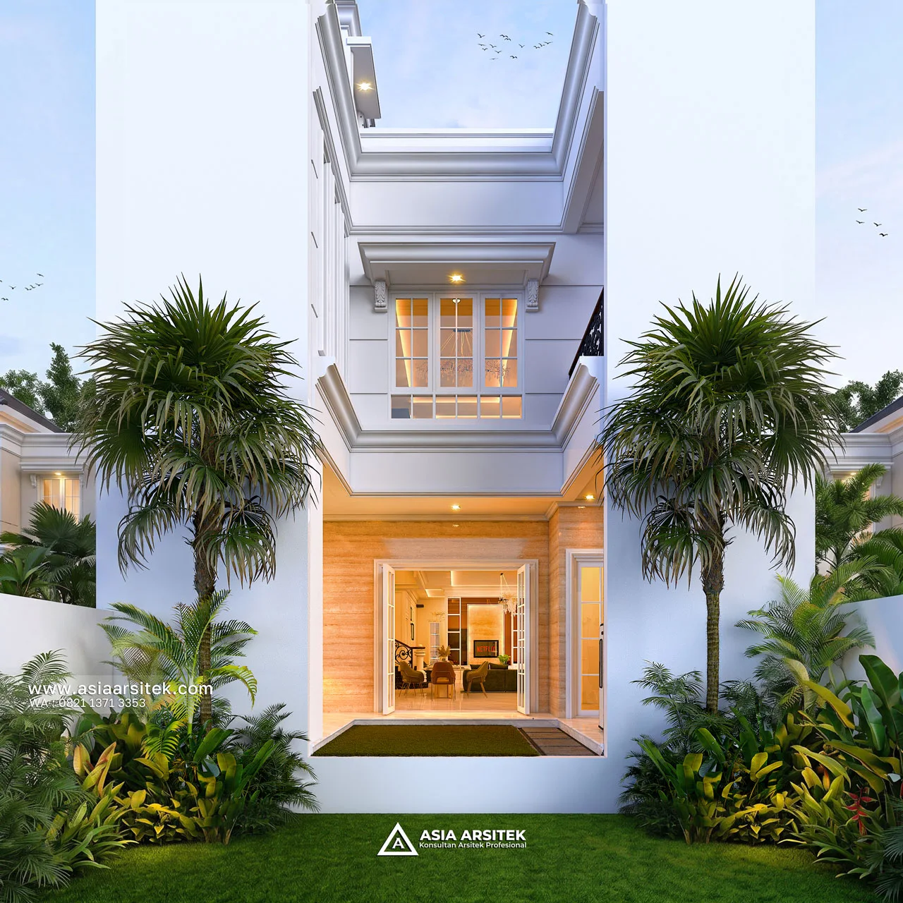 Desain Belakang Rumah Klasik 2 Lantai Bapak AD di Kebon Jeruk Jakarta Barat