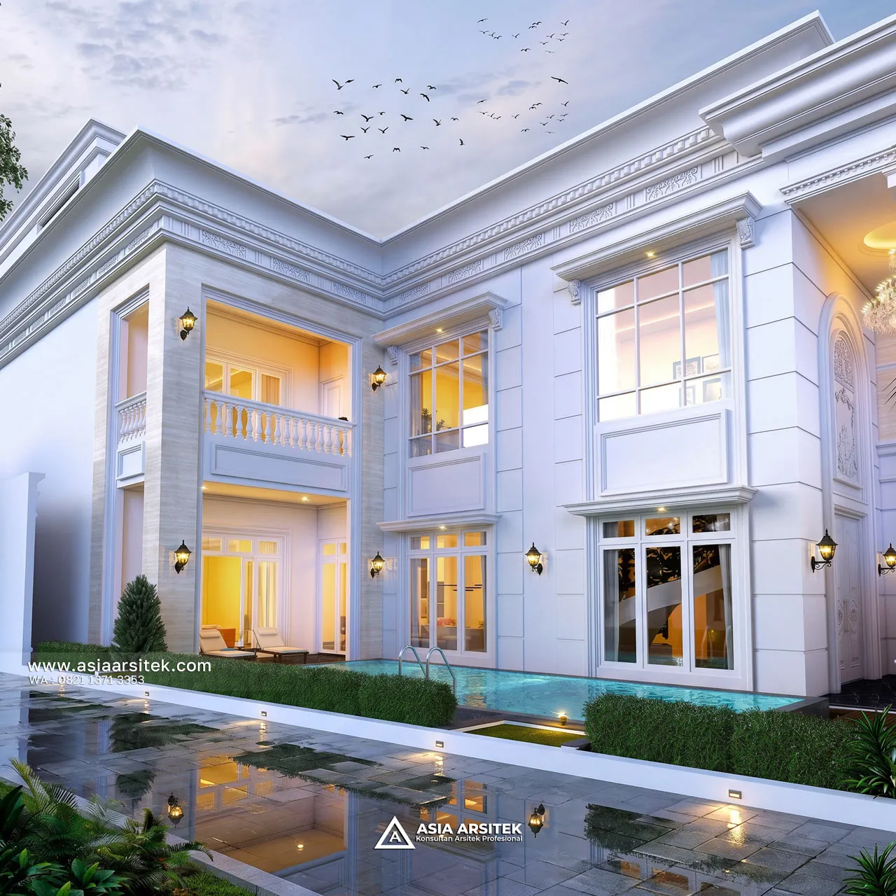 Desain Belakang Rumah Klasik 2 Lantai Bapak AL di Bintaro Tangerang Selatan