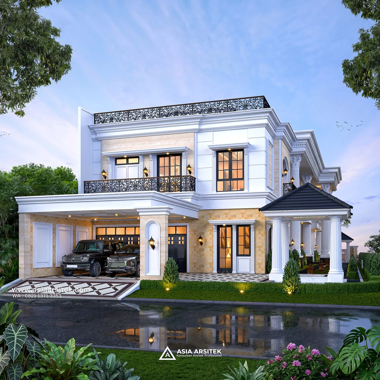 Desain Belakang Rumah Klasik 2 Lantai Bapak GHRN di Tambun Bekasi