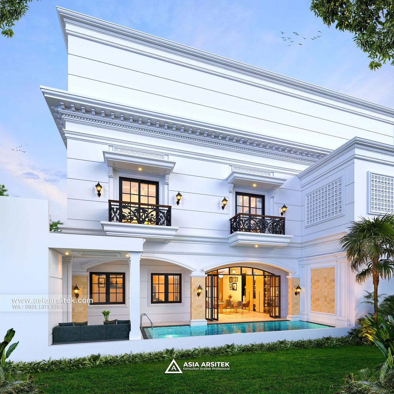 Desain Belakang Rumah Klasik 3 Lantai Bapak EKS di Kelapa Dua Tangerang