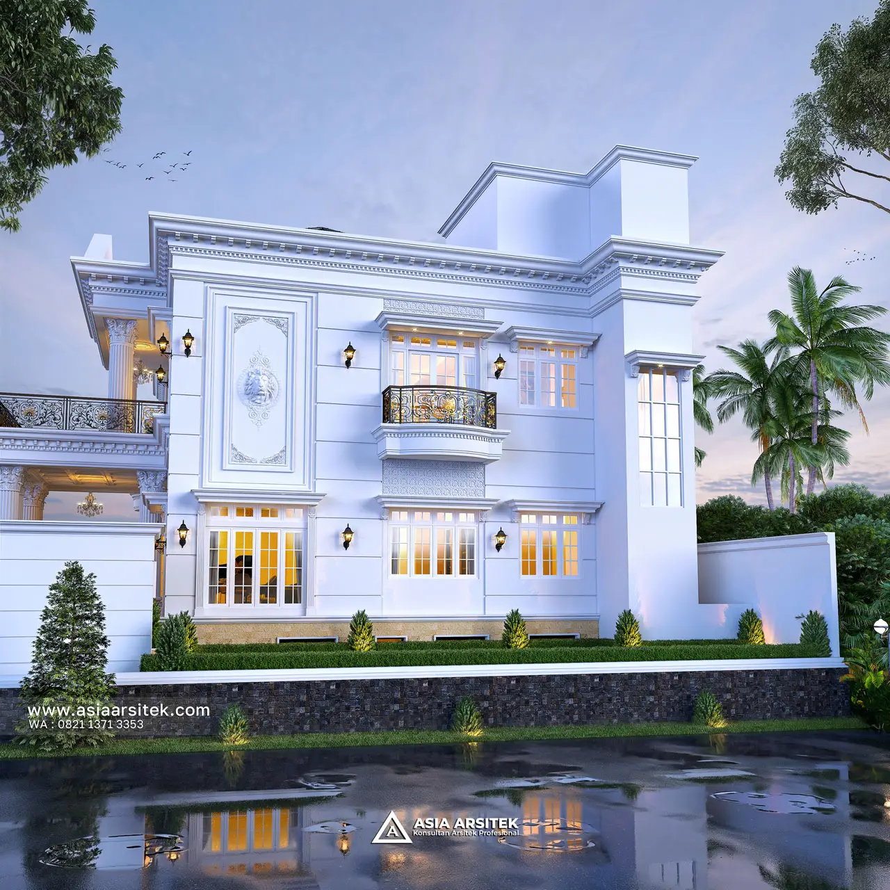 Desain Belakang Rumah Klasik 3 Lantai Bapak LMN di Sentul City Bogor