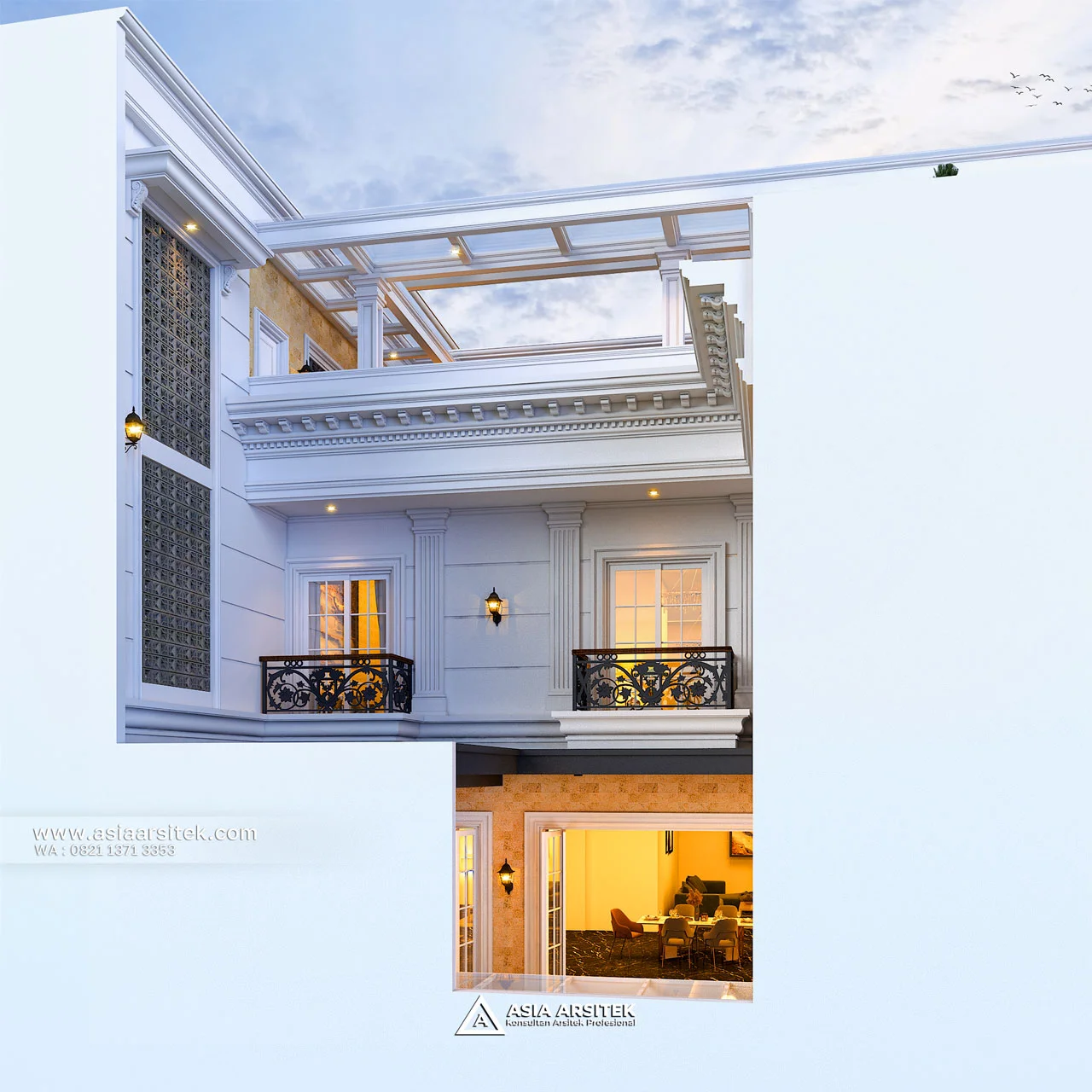 Desain Belakang Rumah Klasik 4 Lantai Bapak ALY di Kelapa Gading Jakarta Utara