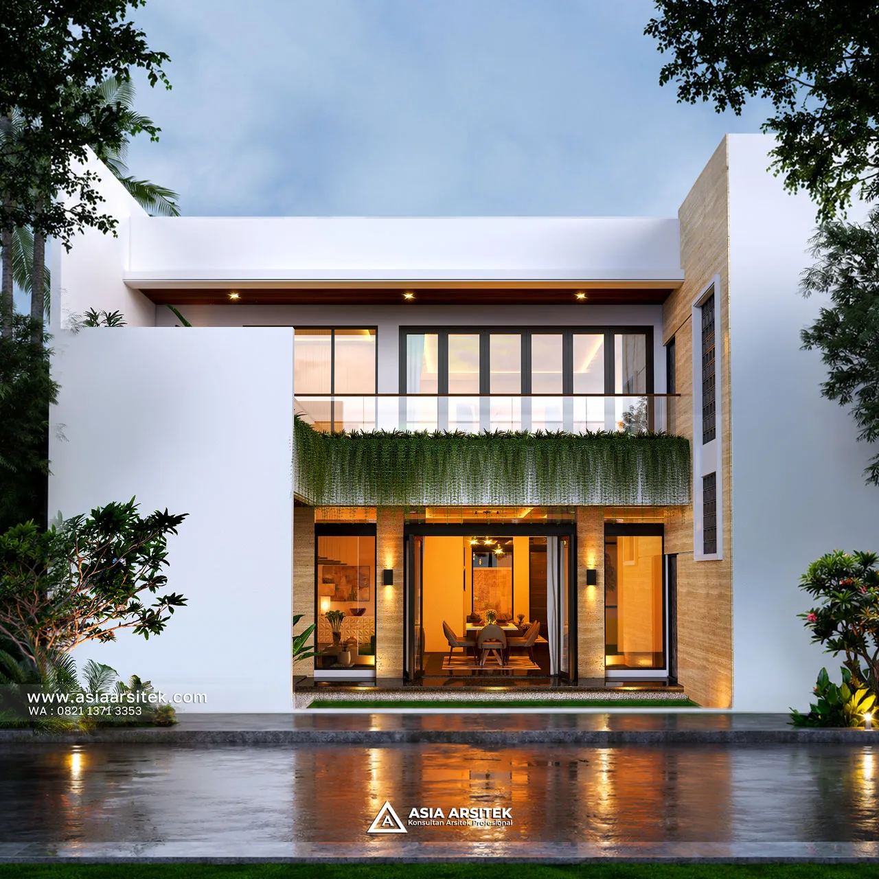 Desain Belakang Rumah Modern 2 Lantai Ibu WW di Surabaya Jawa Timur