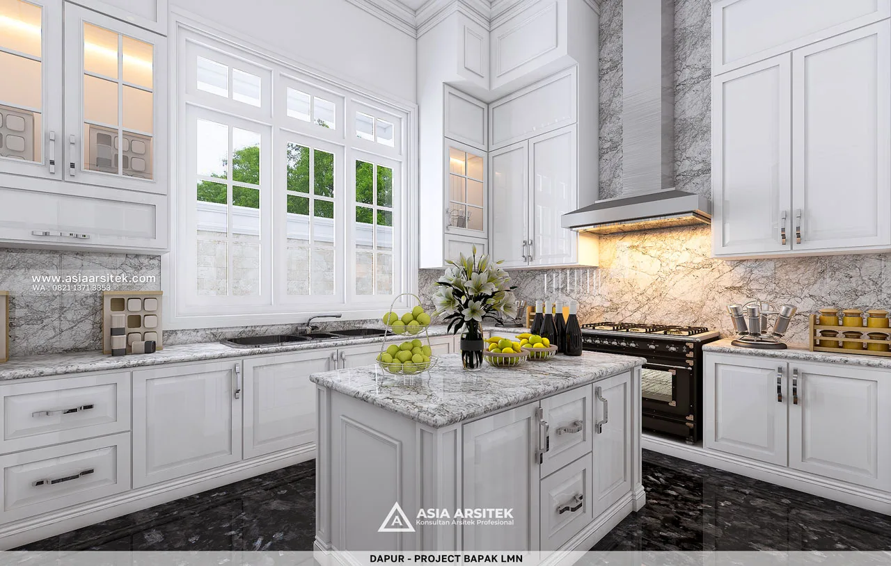 Desain Dapur Kotor Rumah Klasik 3 Lantai Bapak LMN di Sentul City Bogor