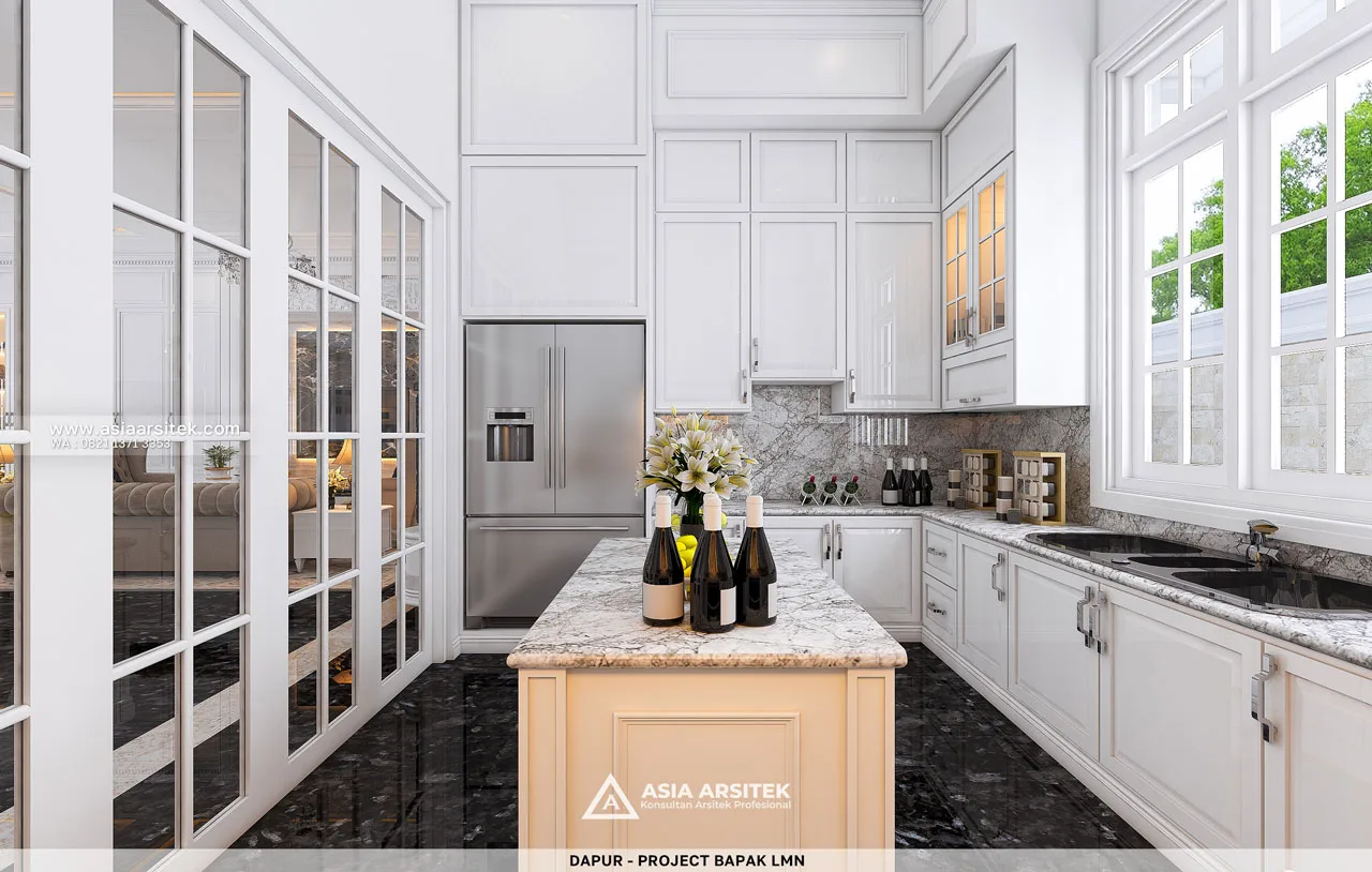 Desain Dapur Rumah Klasik 3 Lantai Bapak LMN di Sentul City Bogor
