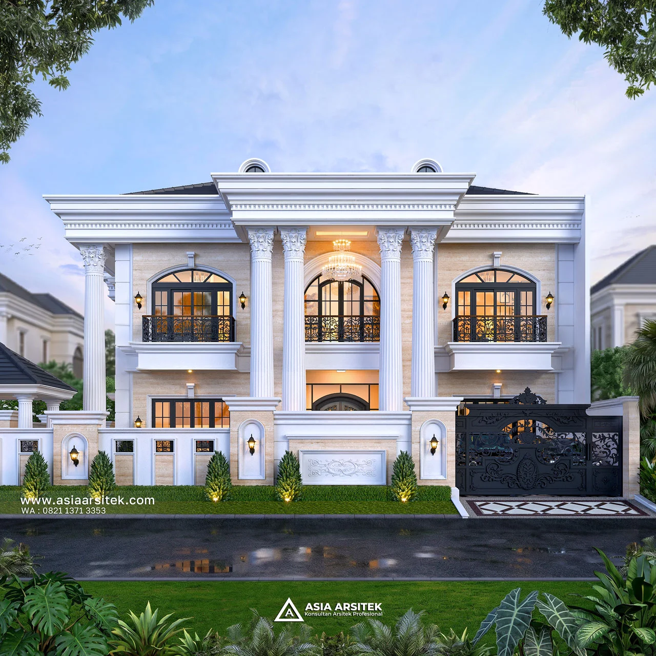 Desain Dengan Pagar Rumah Klasik 2 Lantai Bapak GHRN di Tambun Bekasi