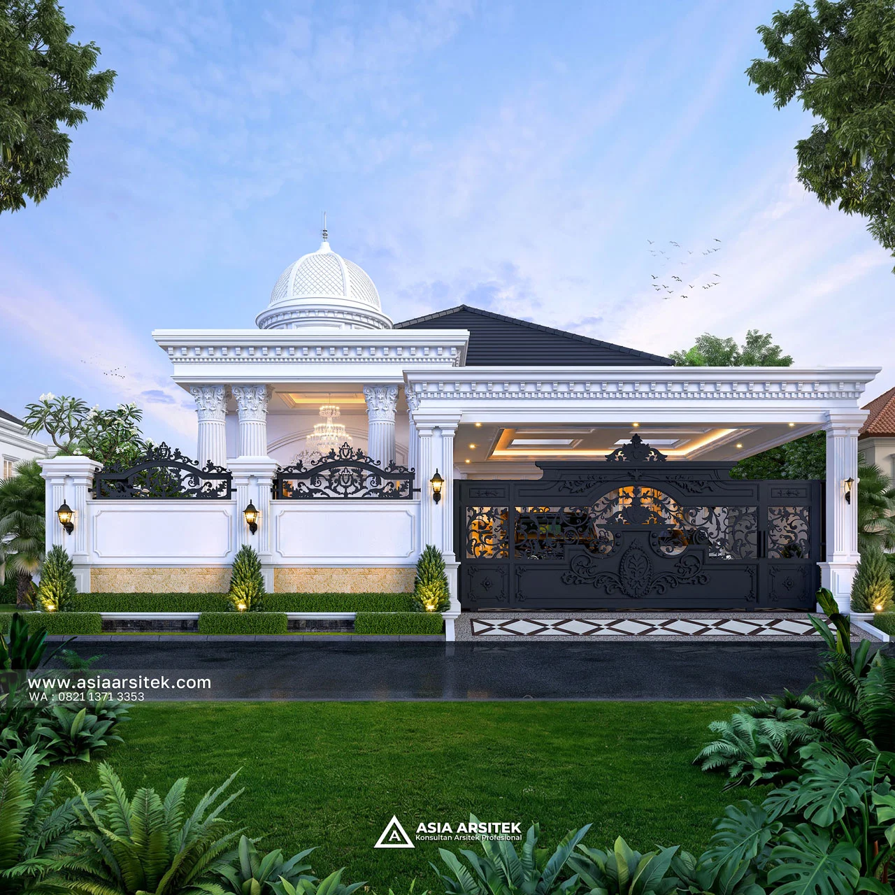 Desain Depan Pagar Rumah Klasik 1 Lantai Bapak AN di Ogan Ilir Sumatera Selatan