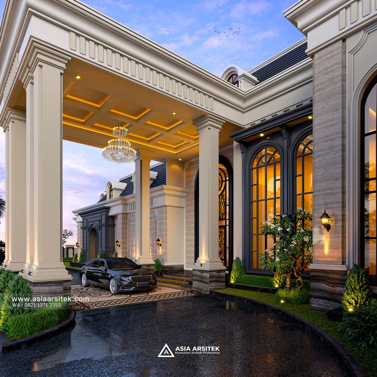 Desain Drop Off Rumah Klasik 1 Lantai Bapak JHN di Serang Banten