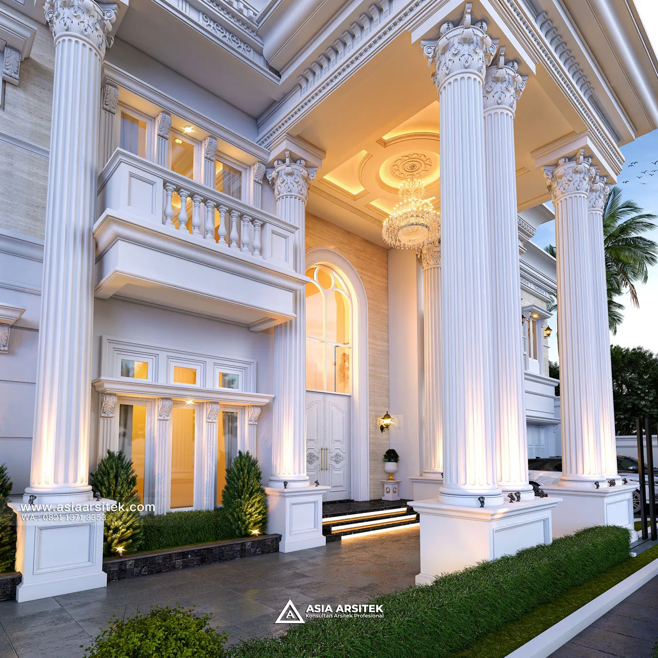 Desain Drop Off Rumah Klasik 2 Lantai Bapak AL di Bintaro Tangerang Selatan