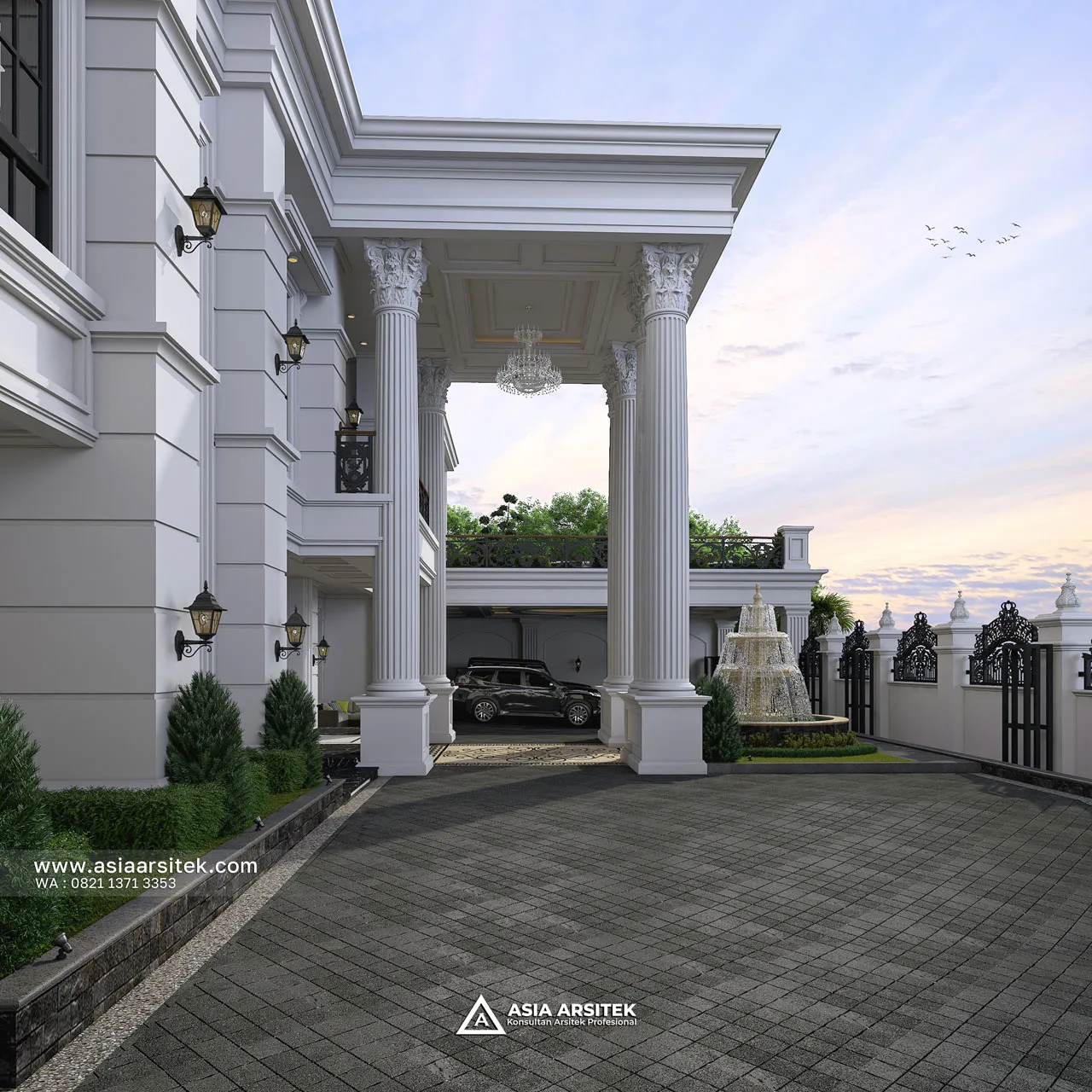 Desain Drop Off Rumah Klasik 2 Lantai Bapak HMD di BSD Tangerang Selatan