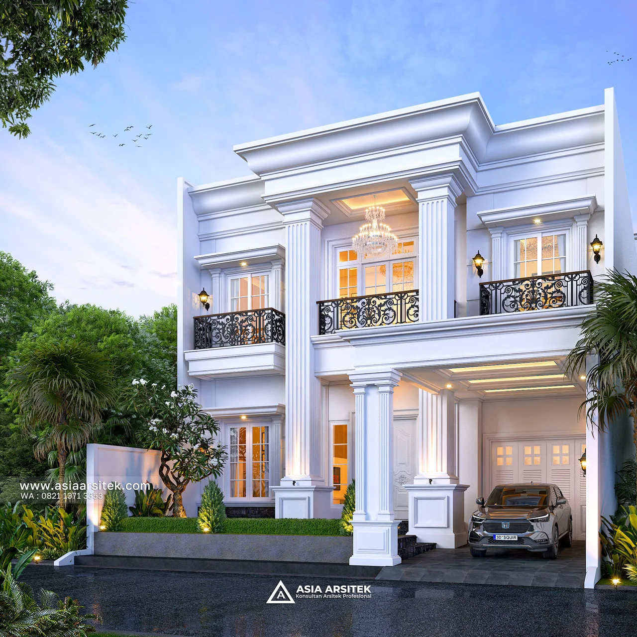Desain Fasad Depan Pagar Rumah Klasik 2 Lantai Bapak AD di Kebon Jeruk Jakarta Barat