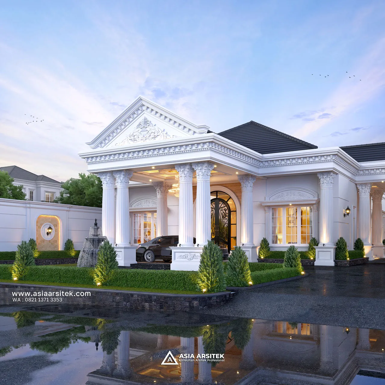 Desain Fasad Depan Rumah Klasik 1 Lantai Bapak DVD di Pulang Pisau Kalimantan Tengah