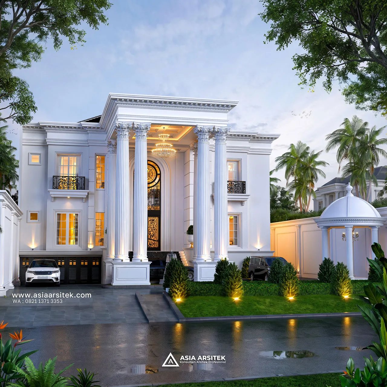 Desain Fasad Depan Rumah Klasik 4 Lantai Bapak SPYD di Larangan Tangerang