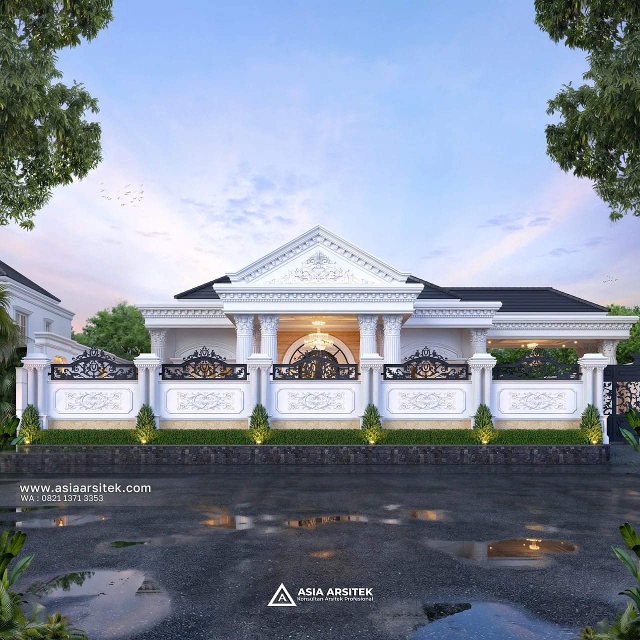 Desain Fasad Pagar Rumah Klasik 1 Lantai Bapak DVD di Pulang Pisau Kalimantan Tengah