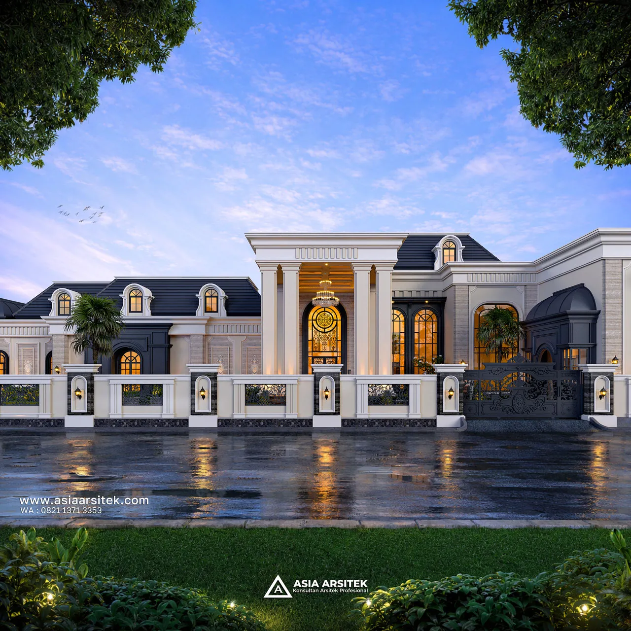 Desain Fasad Pagar Rumah Klasik 1 Lantai Bapak JHN di Serang Banten