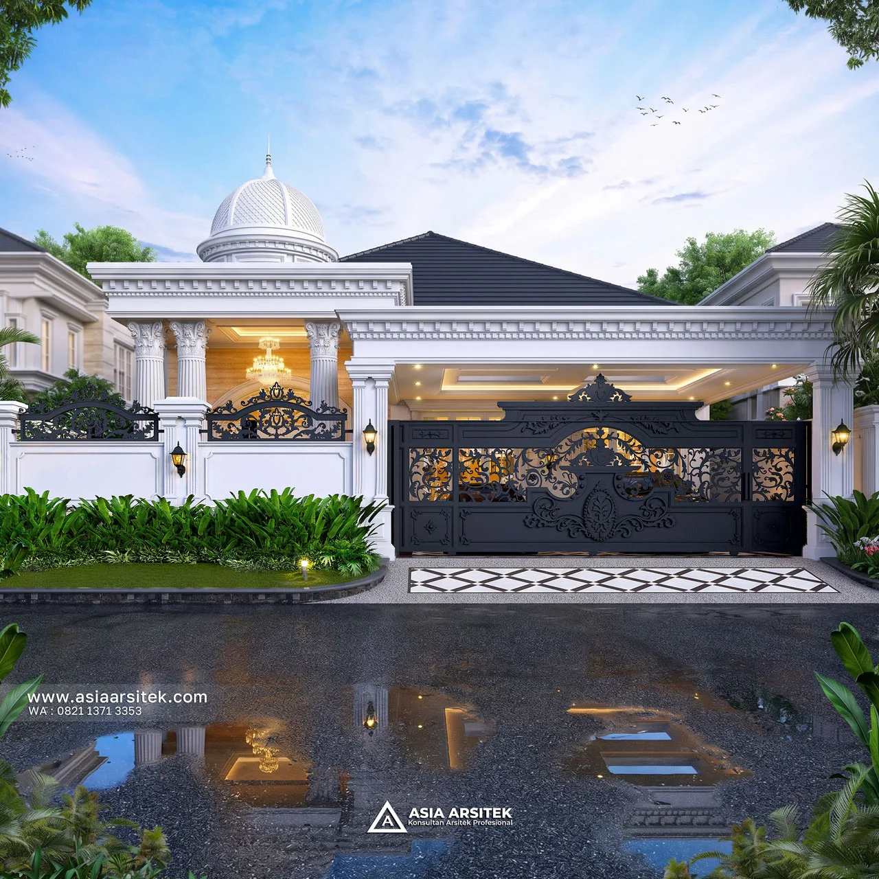 Desain Fasad Pagar Rumah Klasik 1 Lantai Bapak NRH di Gambut Kalimantan Selatan