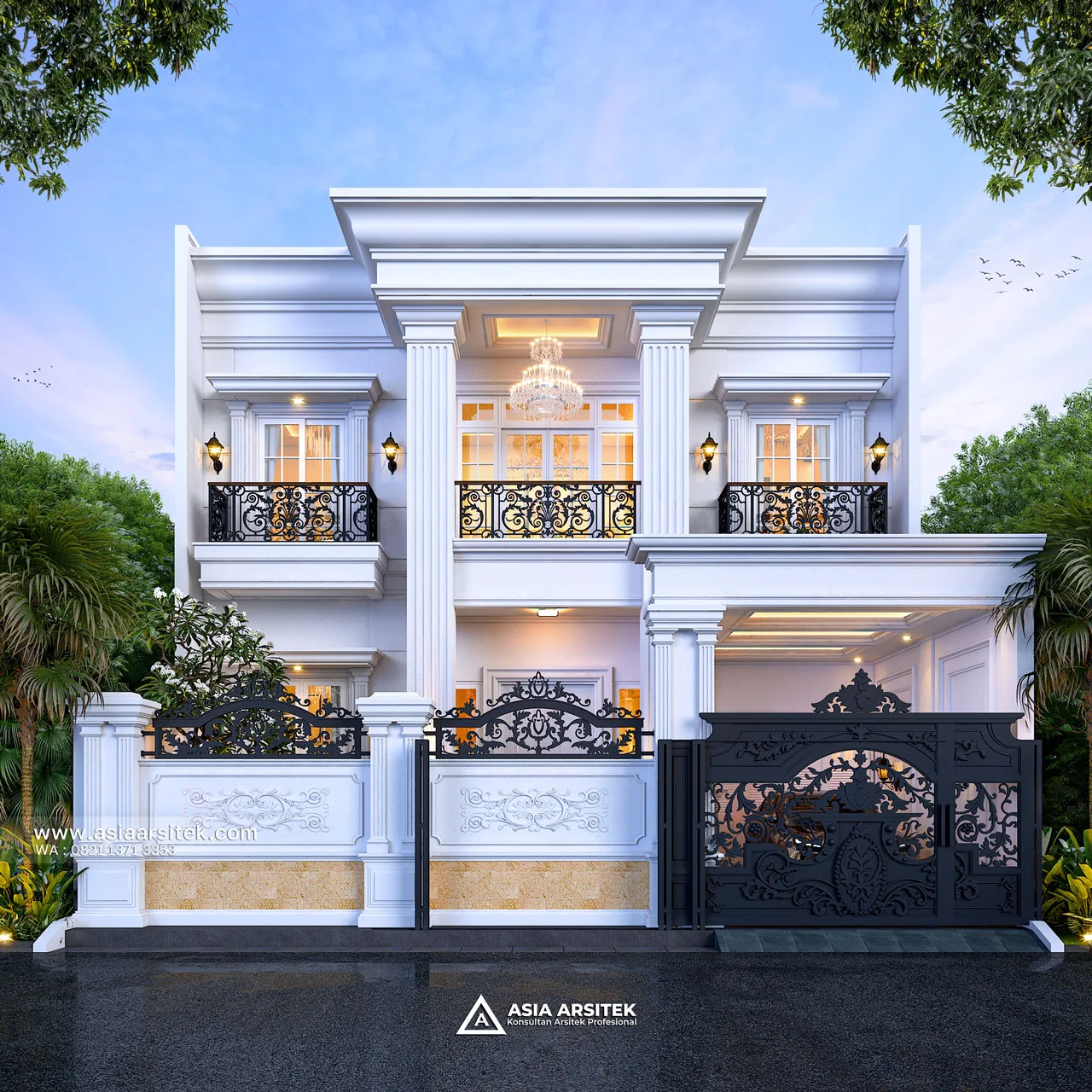 Desain Fasad Pagar Rumah Klasik 2 Lantai Bapak AD di Kebon Jeruk Jakarta Barat