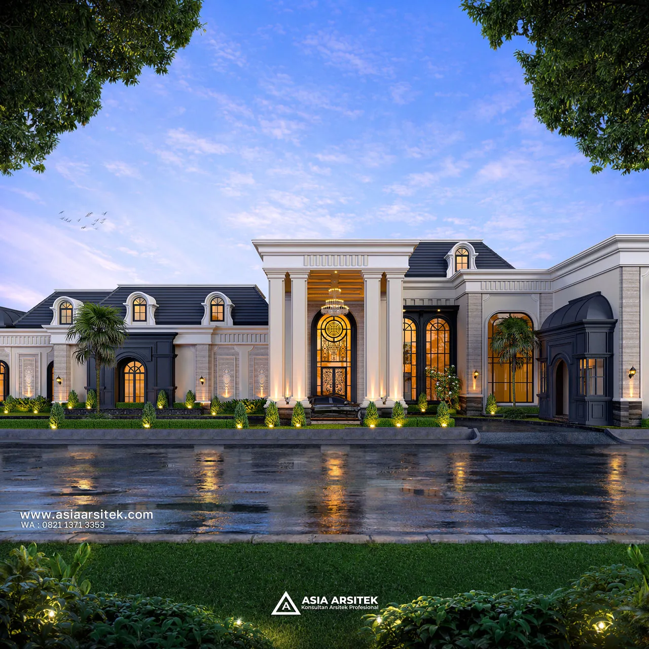 Desain Fasad Rumah Klasik 1 Lantai Bapak JHN di Serang Banten