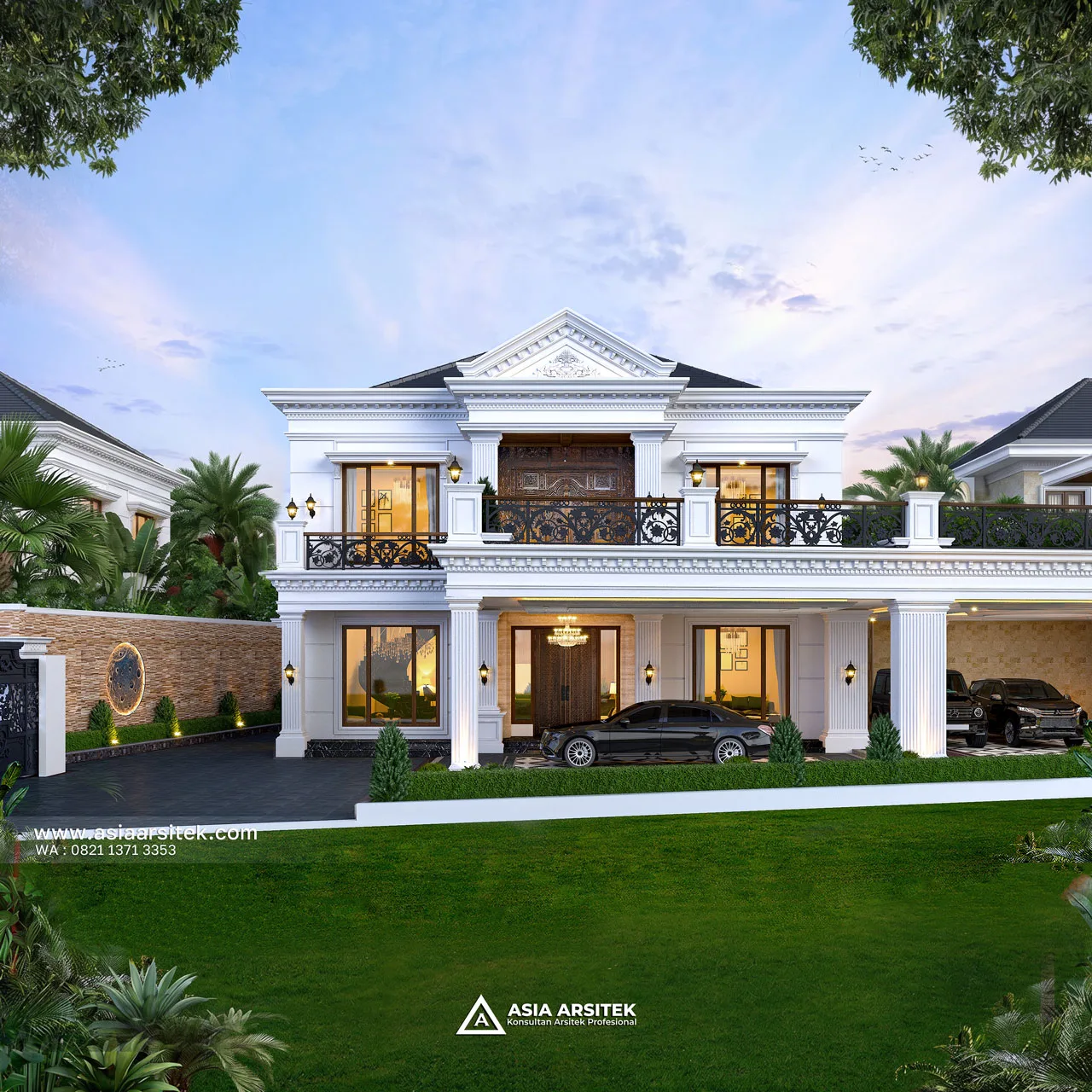 Desain Fasad Rumah Klasik 2 Lantai Bapak IZL di Jatiuwung Tangerang