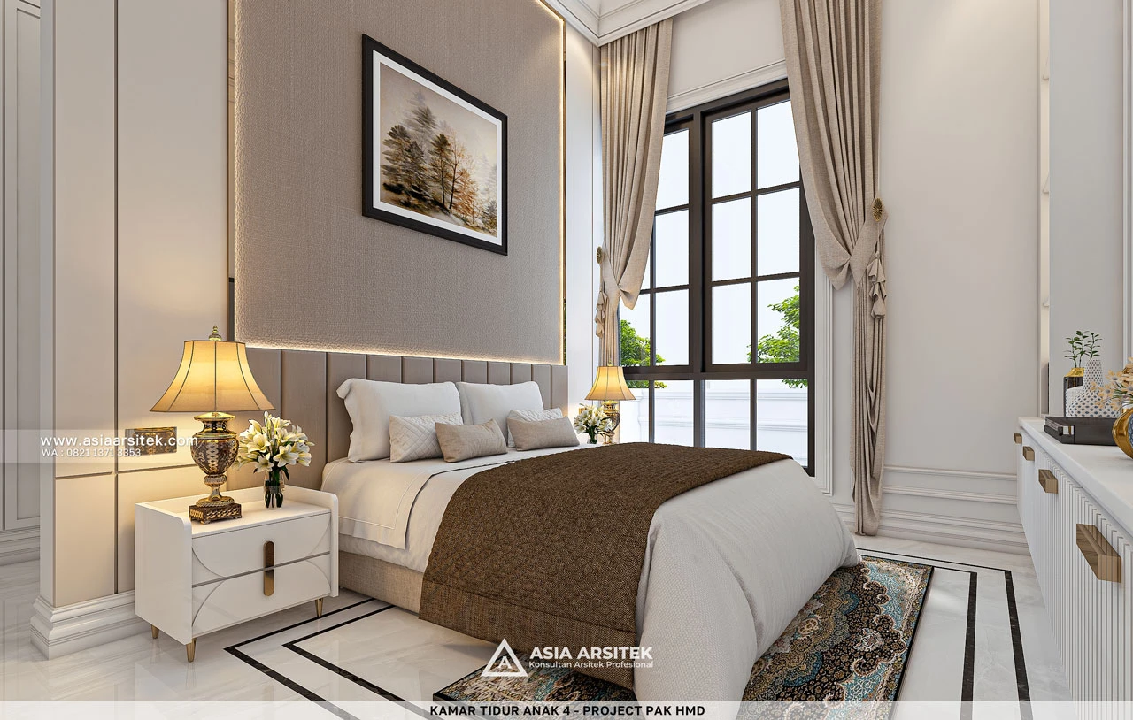 Desain Kamar Anak 4 Nyaman Rumah Klasik 2 Lantai Bapak HMD di BSD Tangerang Selatan