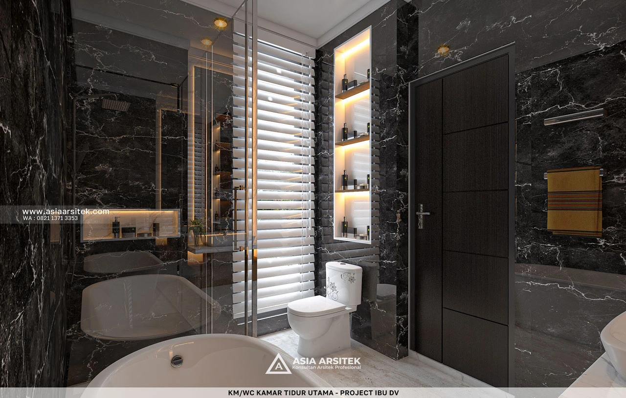Desain Kamar Mandi WC Kamar Tidur Utama Rumah Minimalis 2 Lantai Ibu DV Duren Sawit Jakarta Timur