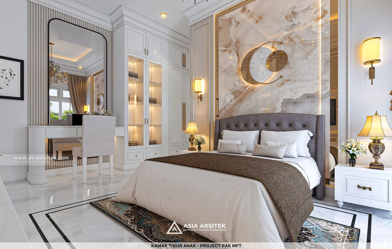 Desain Kamar Tidur Anak Elegan Rumah Klasik 2 Lantai Pak MFT di Sawangan Depok
