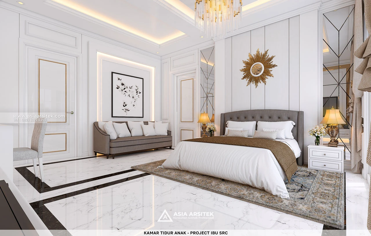 Desain Kamar Tidur Anak Luas Rumah Klasik 2 Lantai Ibu SRC di Cibubur Bekasi