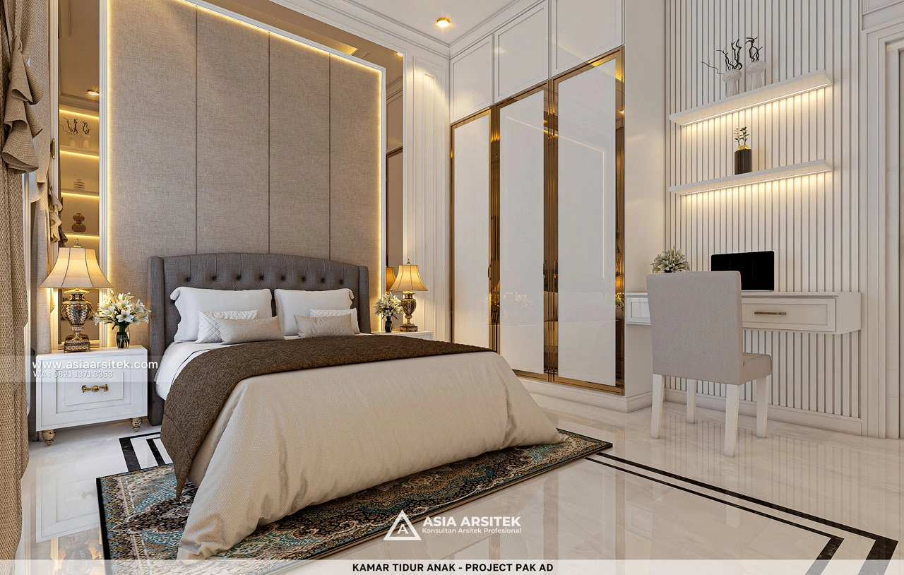 Desain Kamar Tidur Anak Mewah Rumah Klasik 2 Lantai Bapak AD di Kebon Jeruk Jakarta Barat