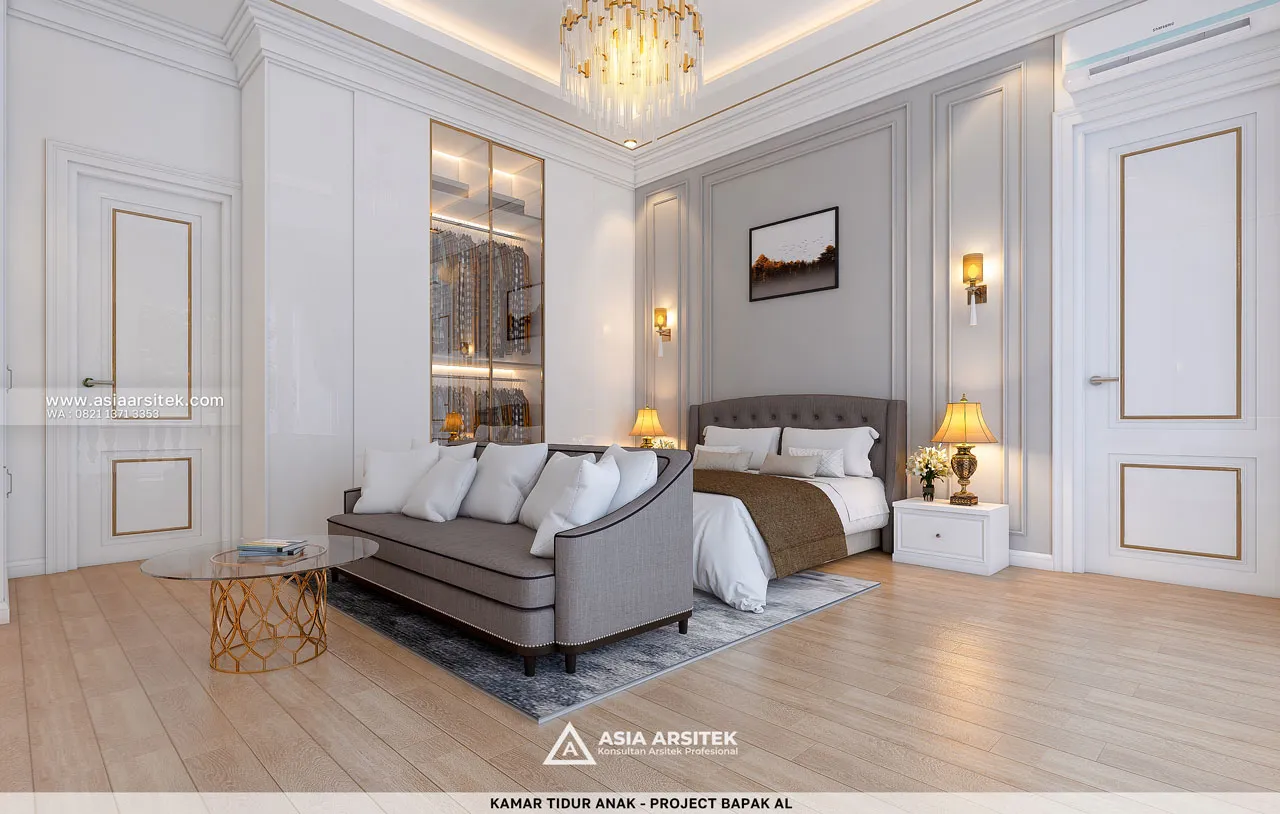 Desain Kamar Tidur Anak Mewah Rumah Klasik 2 Lantai Bapak AL di Bintaro Tangerang Selatan