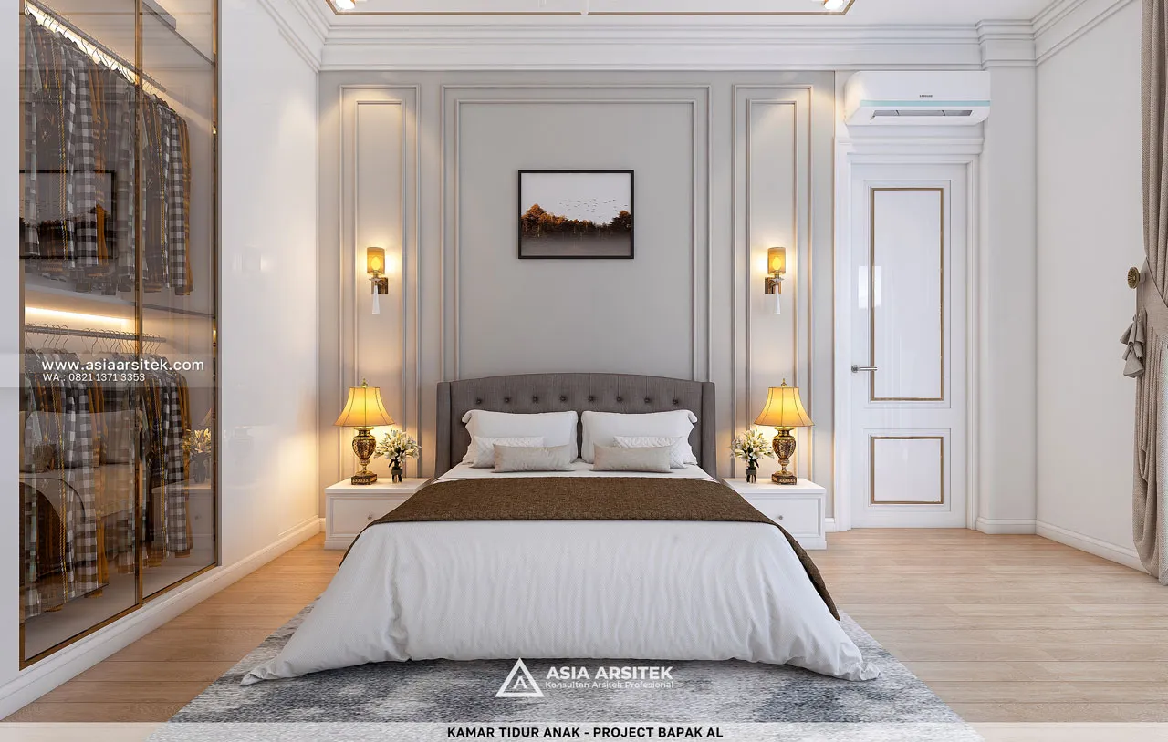 Desain Kamar Tidur Anak Rumah Klasik 2 Lantai Bapak AL di Bintaro Tangerang Selatan