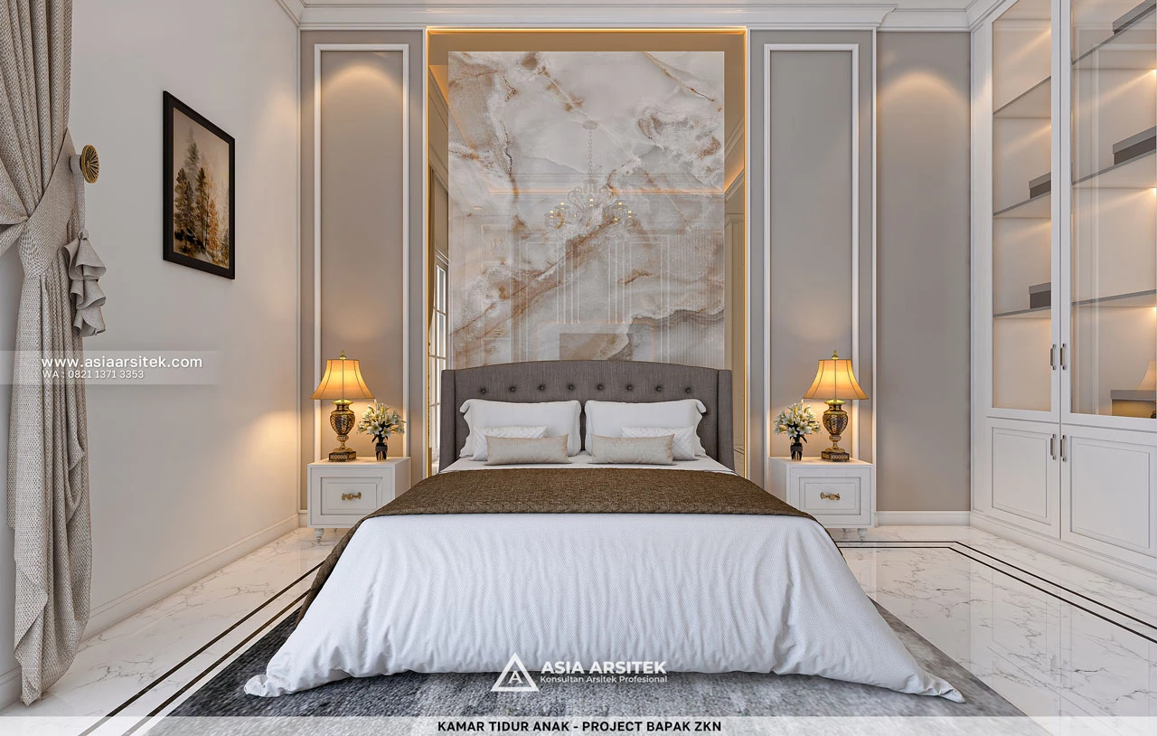 Desain Kamar Tidur Anak Rumah Klasik 3 Lantai Bapak ZKN di Cikupa Tangerang