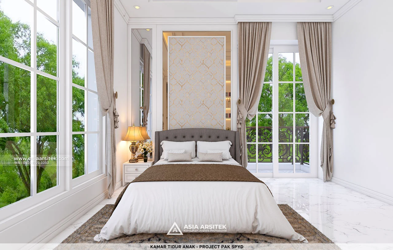 Desain Kamar Tidur Anak Rumah Klasik 4 Lantai Bapak SPYD di Larangan Tangerang