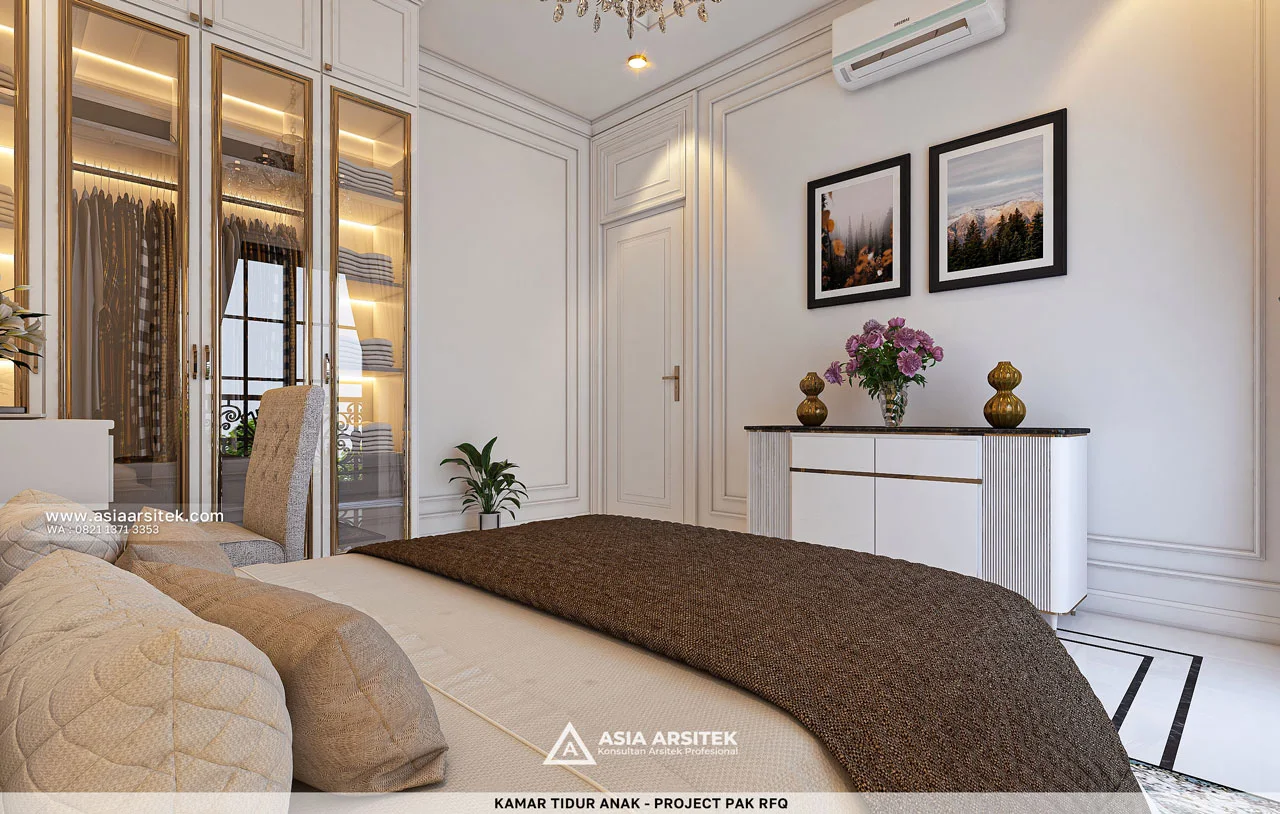 Desain Kamar Tidur Anak Rumah Mediterania 3 Lantai Bapak RFQ di Jatimelati Bekasi