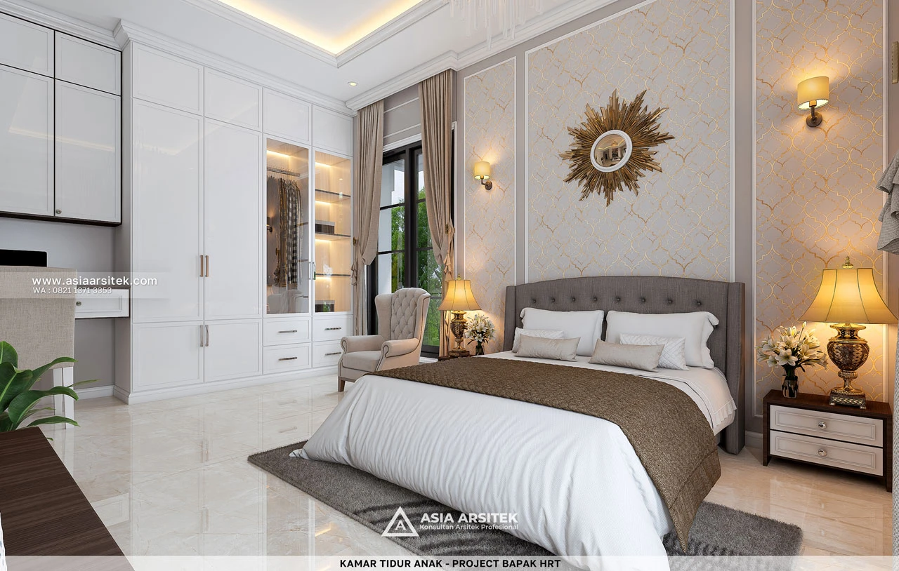 Desain Kamar Tidur Anak Rumah Tropis 2 Lantai Bapak HRT Bogor Jawa Barat