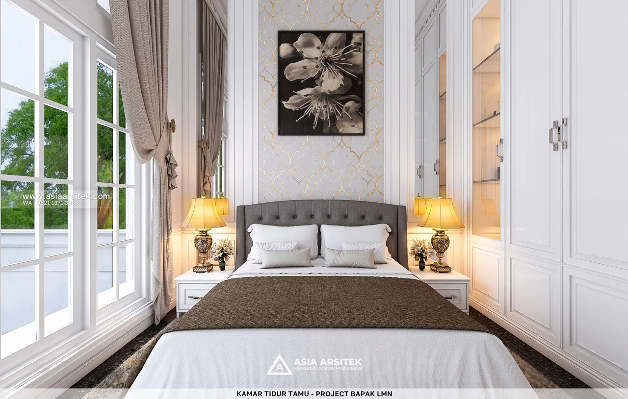 Desain Kamar Tidur Tamu 3 Rumah Klasik 3 Lantai Bapak LMN di Sentul City Bogor