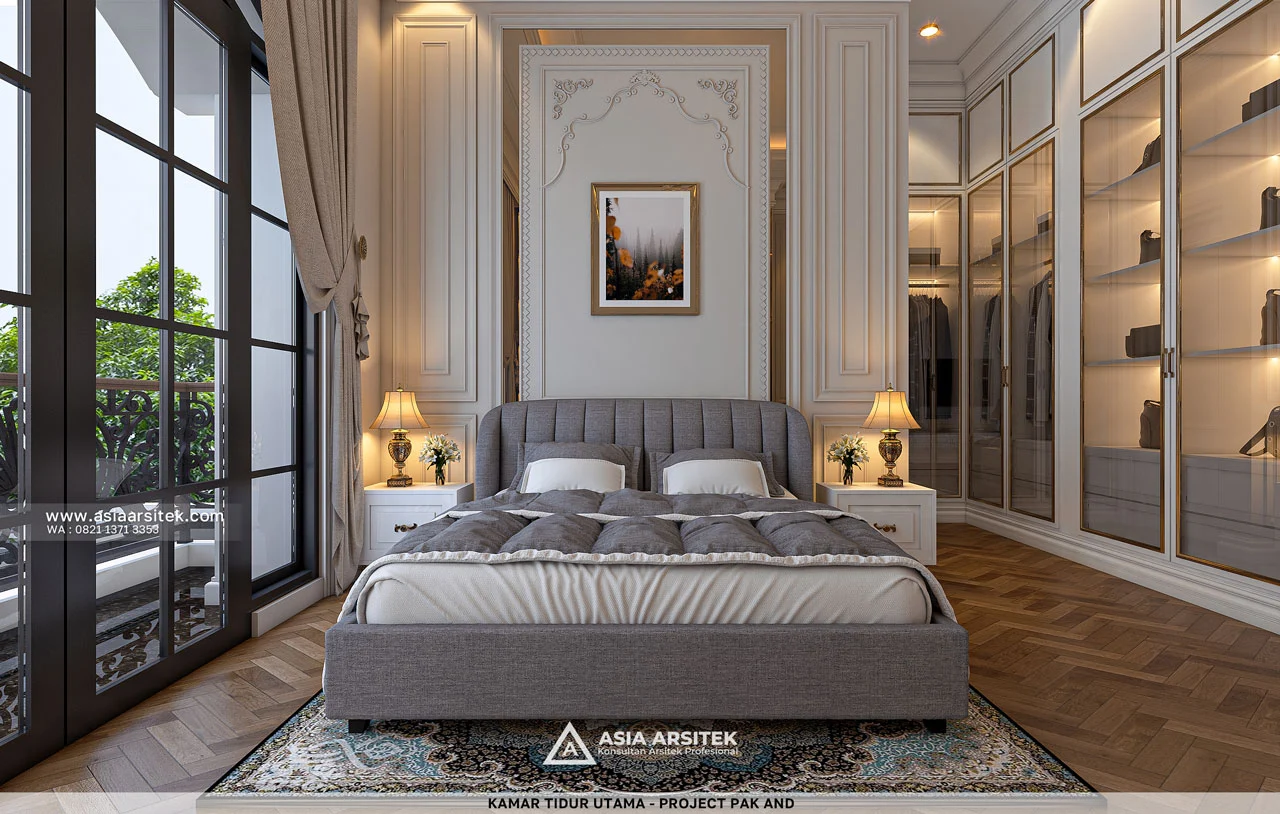 Desain Kamar Tidur Utama Rumah Tropis 3 Lantai Bapak AND di Modernland Tangerang