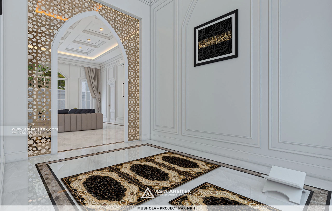 Desain Mushola Elegan Rumah Klasik 1 Lantai Bapak NRH di Gambut Kalimantan Selatan